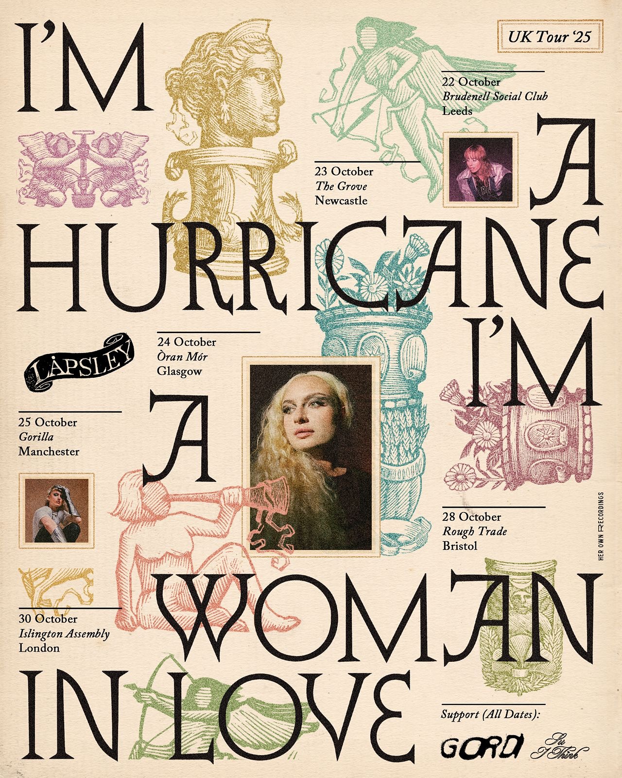 Låpsley I'M A HURRICANE I'M A WOMAN IN LOVE Tour Poster 2025
